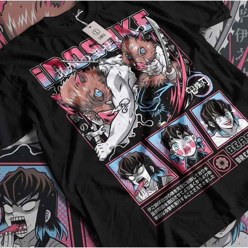 Inosuke t Shirt Premium Anime Apparel for Demon Slayer T-shirt by Free Shipping