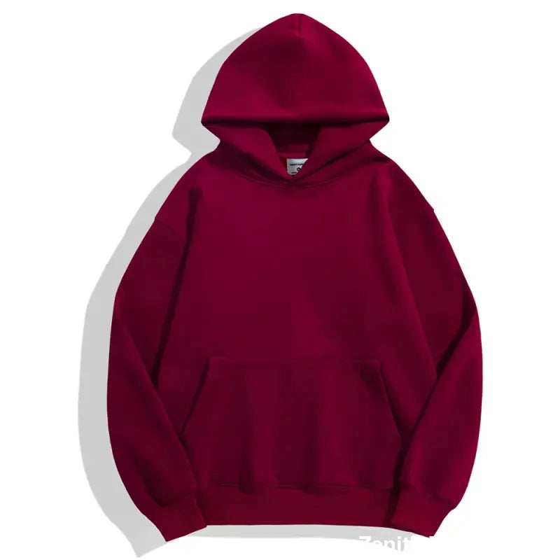 Iron Will Hoodie – Heavyweight Velvet Streetwear - Burgundy / 3XL - hoodie