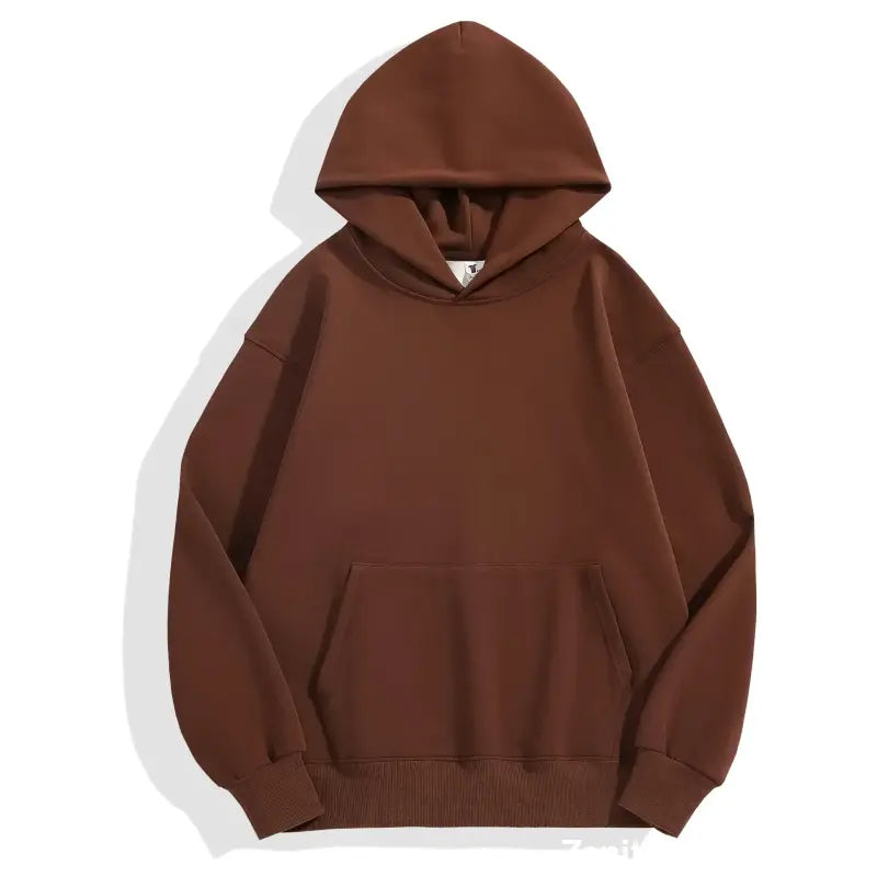 Iron Will Hoodie – Heavyweight Velvet Streetwear - Mocha / 2XL - hoodie