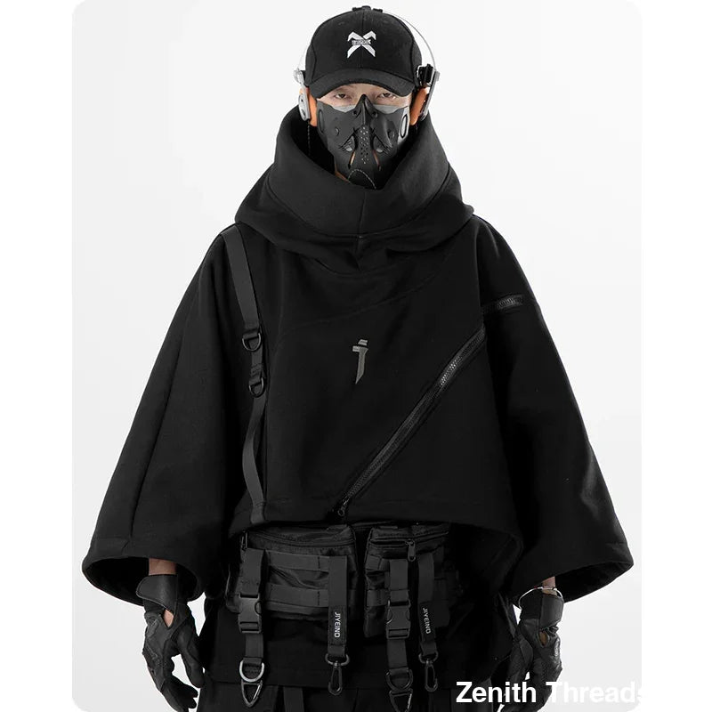 Irregular Techwear Functional Hoodie - hoodie