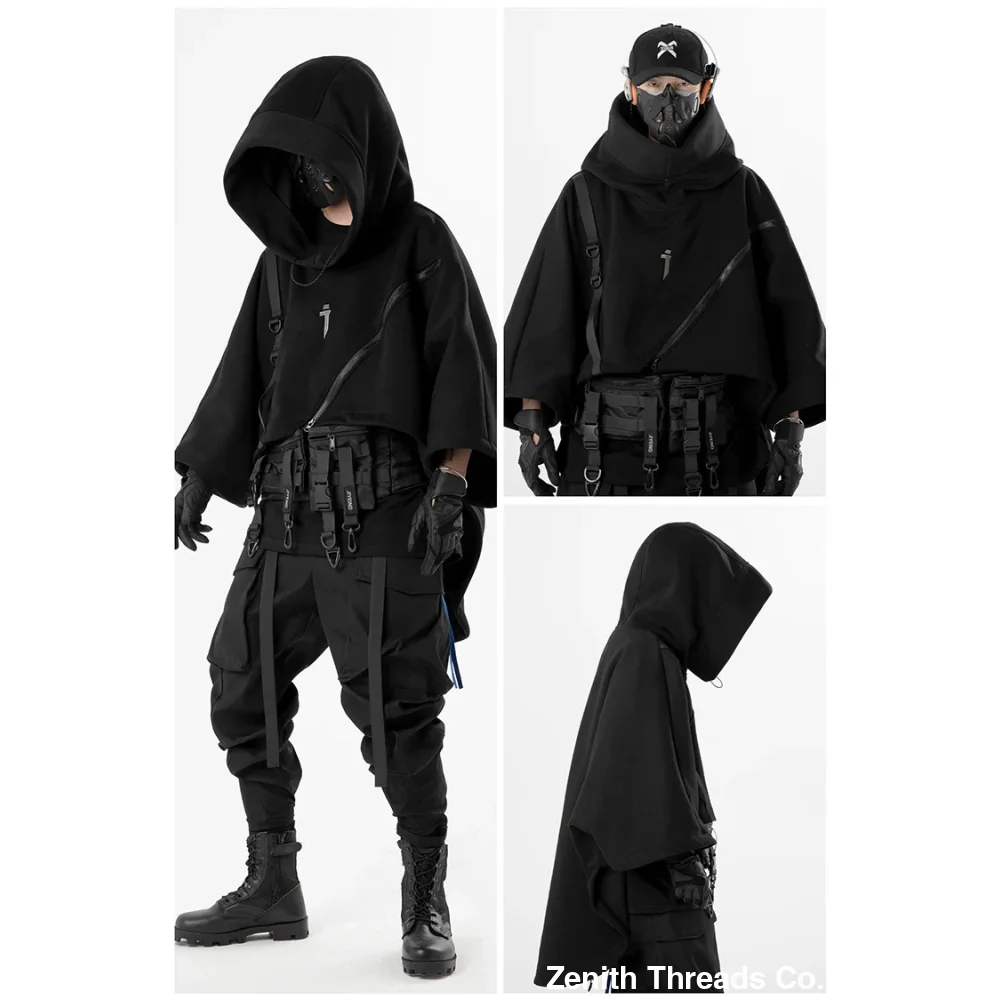 Irregular Techwear Functional Hoodie - hoodie