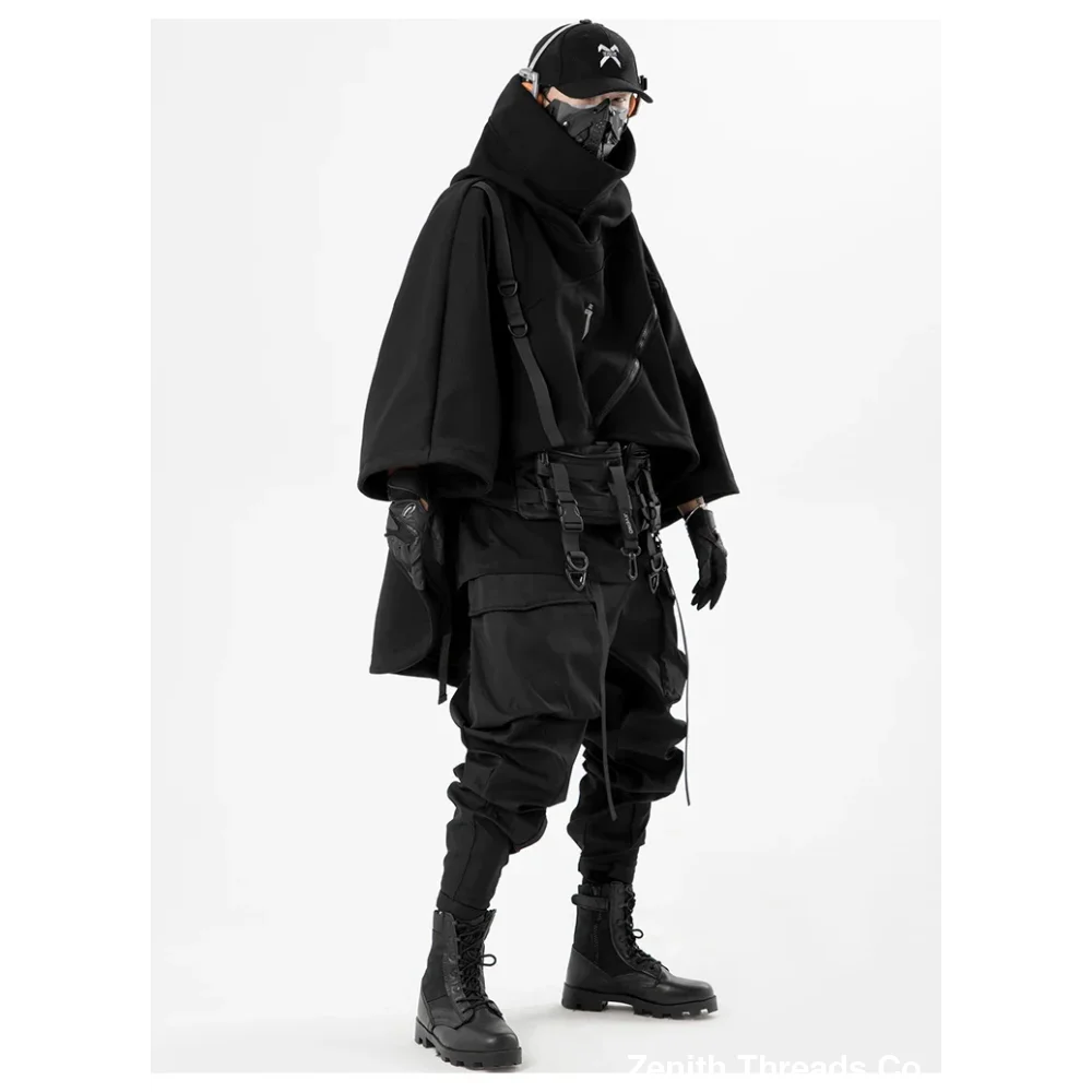 Irregular Techwear Functional Hoodie - hoodie