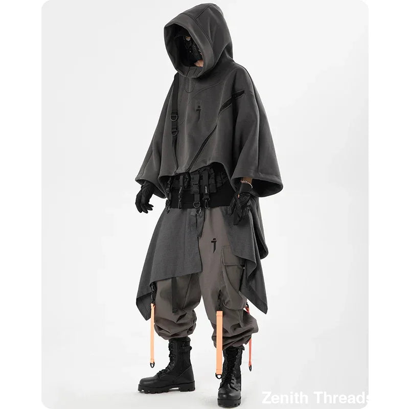 Irregular Techwear Functional Hoodie - hoodie