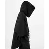 Black hooded cloak from Futuristic irregular techwear functional hoodie for cyberpunk style