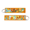 Sunflower-themed Japanese Waves embroidered zinc alloy keychain set display