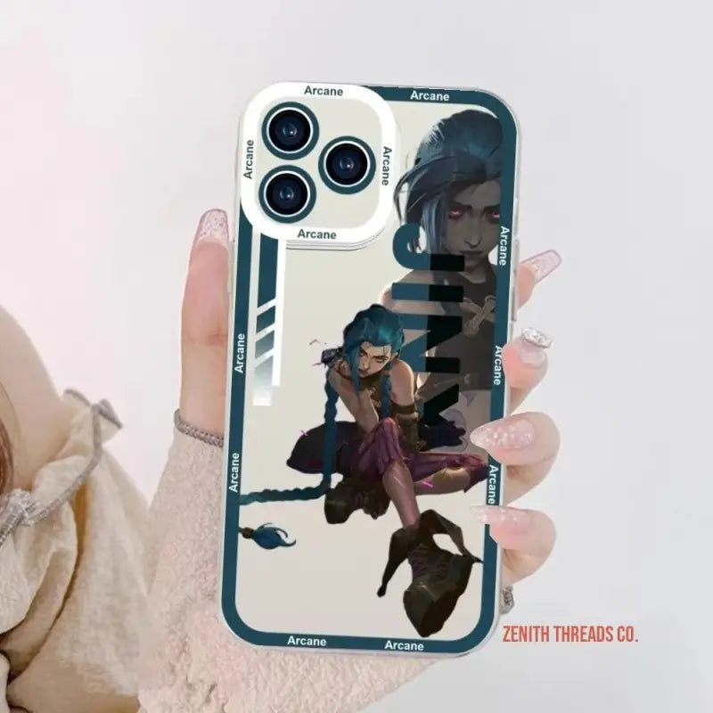 IPhone case featuring anime-style artwork with a teal/turquoise border.