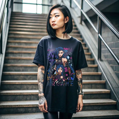 Jinx Arcane Graphic Tee | Premium Anime Streetwear T-shirt by Free Shipping