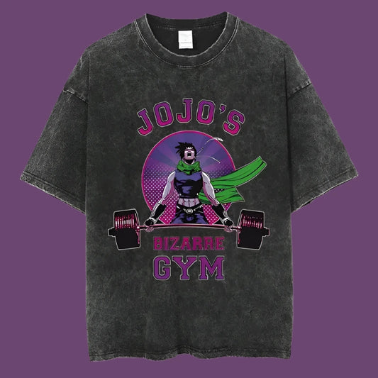 Jojo Bizarre Gym Washed Tee | Black / s | Anime Streetwear