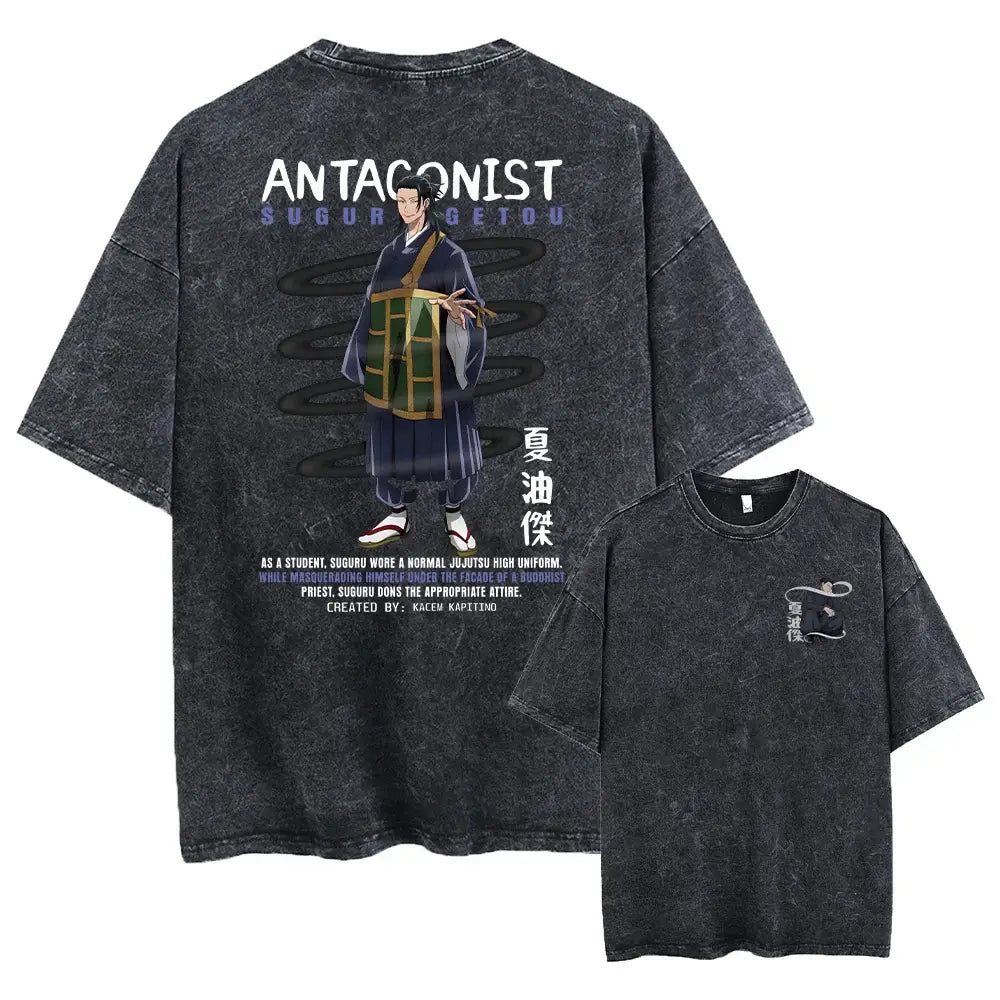 Jujutsu Kaisen Character Tee – Washed Anime Streetwear | Zenith Threads Co. T-shirtst-shirt by Free Shipping