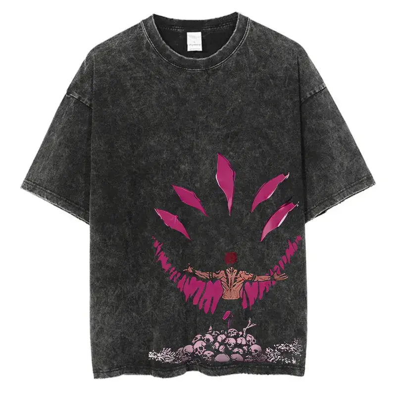 Jujutsu Kaisen Monochrome Tee – Black & White Anime Streetwear T-shirt by Free Shipping