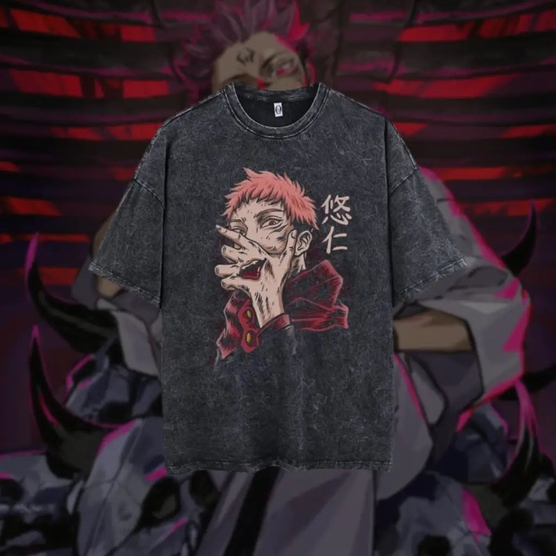 Jujutsu Kaisen Monochrome Tee – Black & White Anime Streetwear T-shirt by Free Shipping