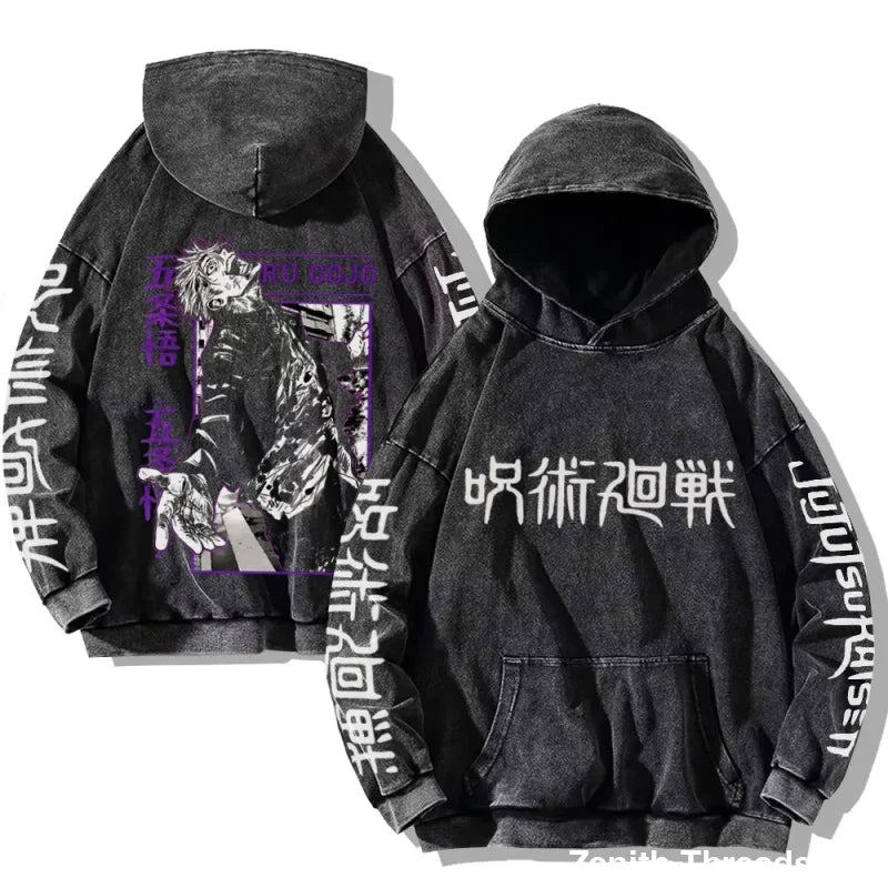 Jujutsu Kaisen Vintage Washed Hoodies - Gojo Purple / 3XL - hoodie