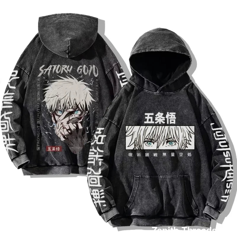 Jujutsu Kaisen Vintage Washed Hoodies - Gojo Face / 3XL - hoodie