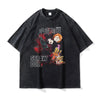 Black graphic t-shirt featuring Jujutsu Kaisen anime, ideal finished goods for all ages