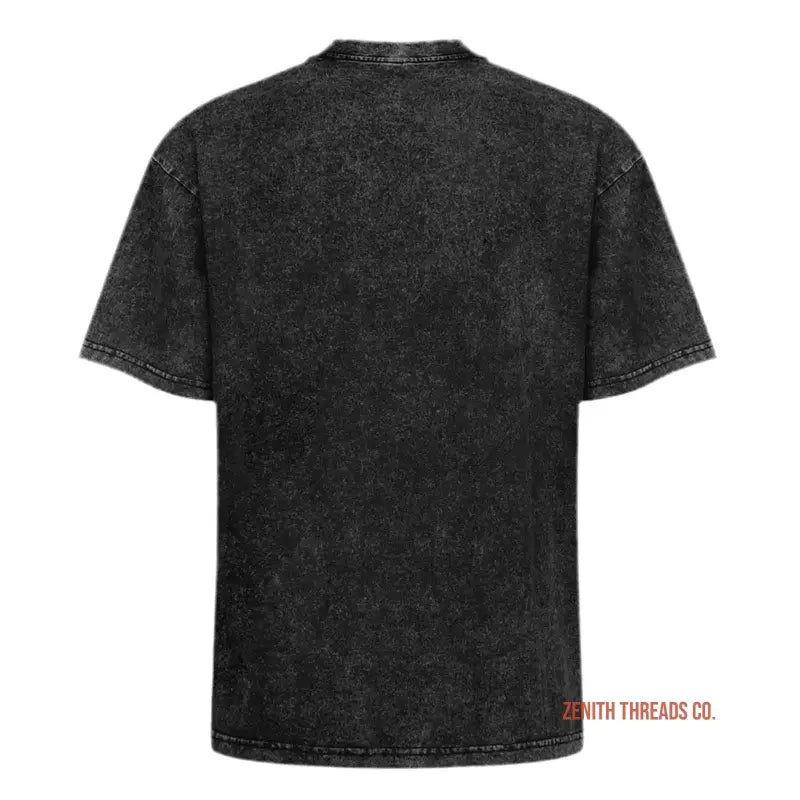 Black acid-washed t-shirt with visible stitching.