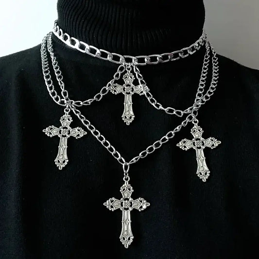 Layered Gothic Cross Necklace | Zenith Threads Co. by Free Shipping