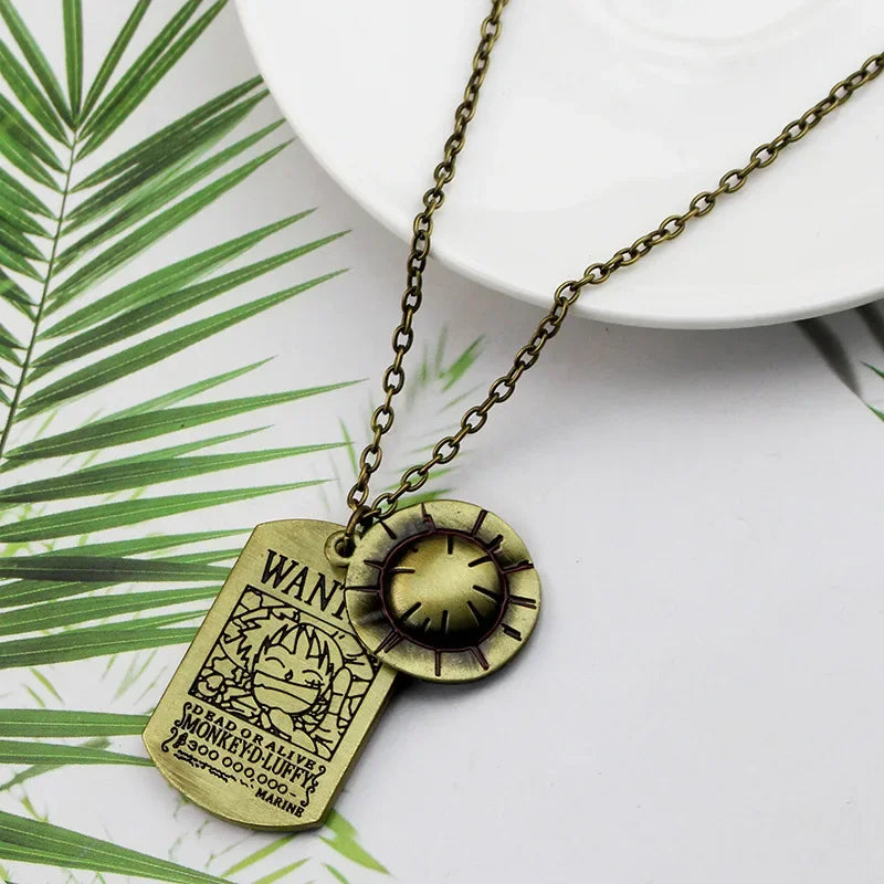 Bronze-toned One Piece pendant necklace ideal for anime fans and graphic tee enthusiasts