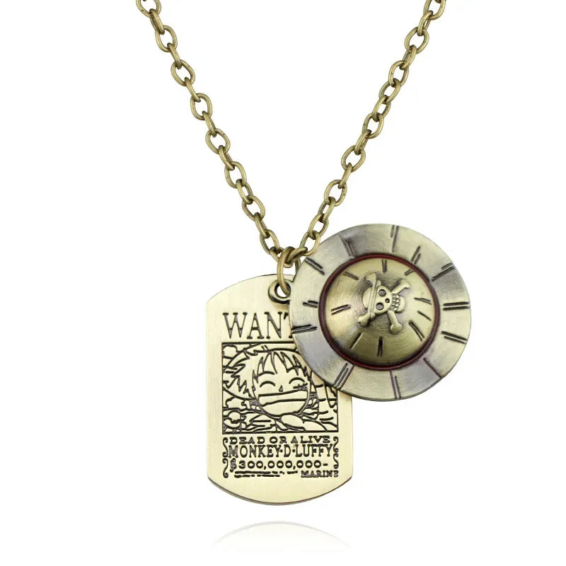 Luffy One Piece dog tag necklace for anime enthusiasts, perfect for graphic tee style