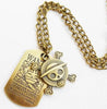 Antique gold Luffy One Piece dog tag necklace for anime streetwear enthusiasts