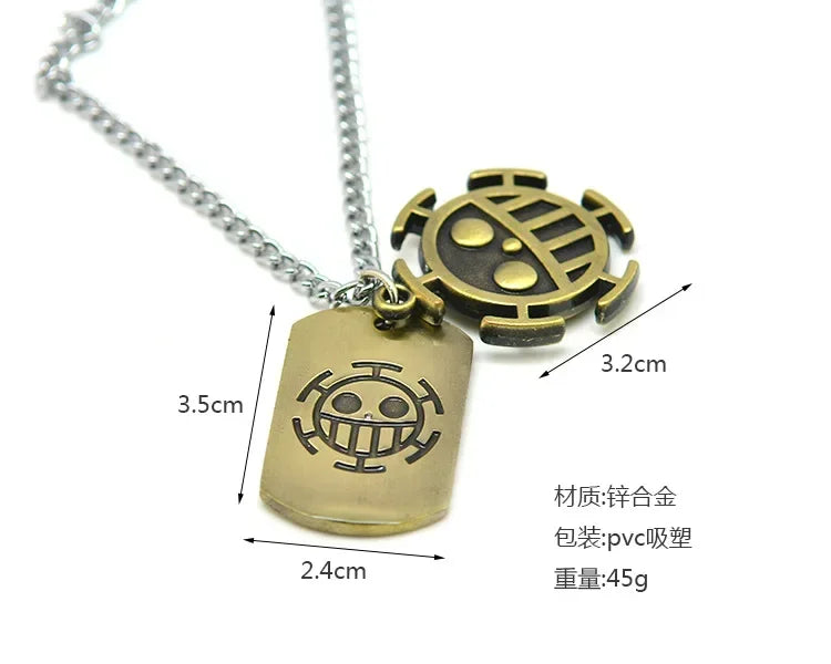 One Piece necklace with two pendants, ideal for anime fans aged 14 and up