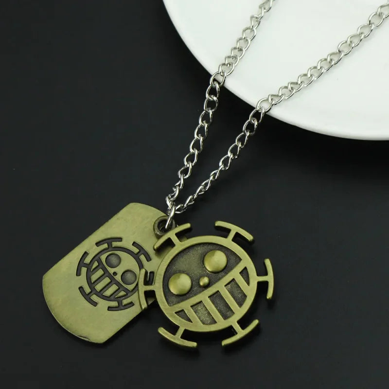 Bronze-colored Skull Pendant Necklace for Anime Fans, Ideal for Age 14+ Combining Graphic Tee Style