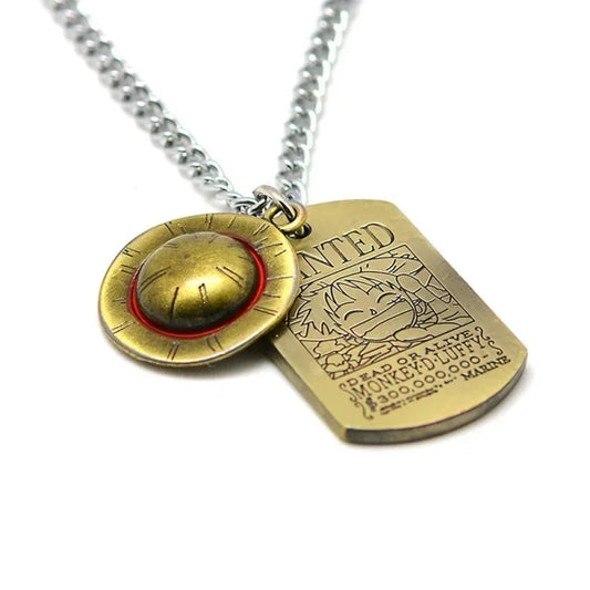 Luffy One Piece dog tag necklace for anime fans, suitable for all ages, complements graphic tees