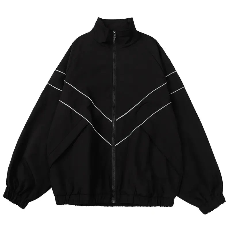 Lunar Drift Reflective Jacket – Striped Streetwear Edition - Black 1 / XXXL - Jacket