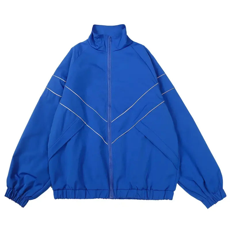 Lunar Drift Reflective Jacket – Striped Streetwear Edition - Blue / XL - Jacket