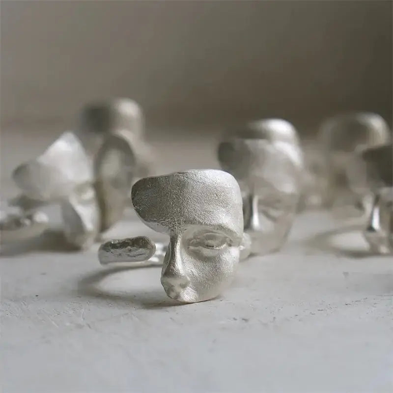 Masked Faces Ring | Adjustable Gothic Streetwear Jewelry – Zenith Threads by Free Shipping