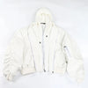 White hooded bomber jacket from Mauroicardi oversized black thickened leather collection