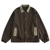 Brown plaid button-down jacket from Mauroicardi vintage plaid collection in Japanese streetwear style