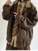 Mauroicardi vintage plaid jacket in brown with matching tie, blending retro and Japanese streetwear