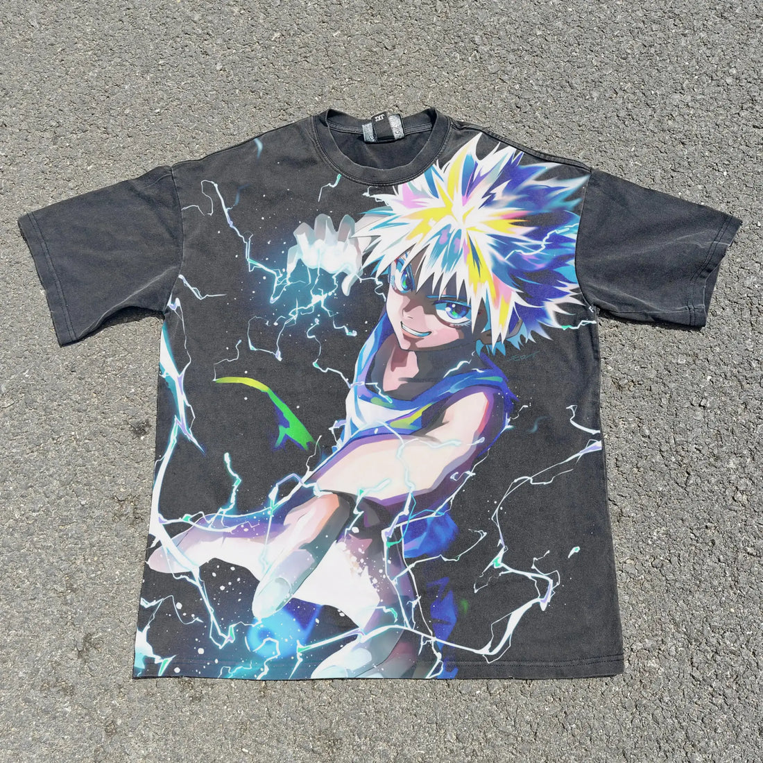 Killua Godspeed Hunter x Tee | Washed Black / s | Anime Streetwear