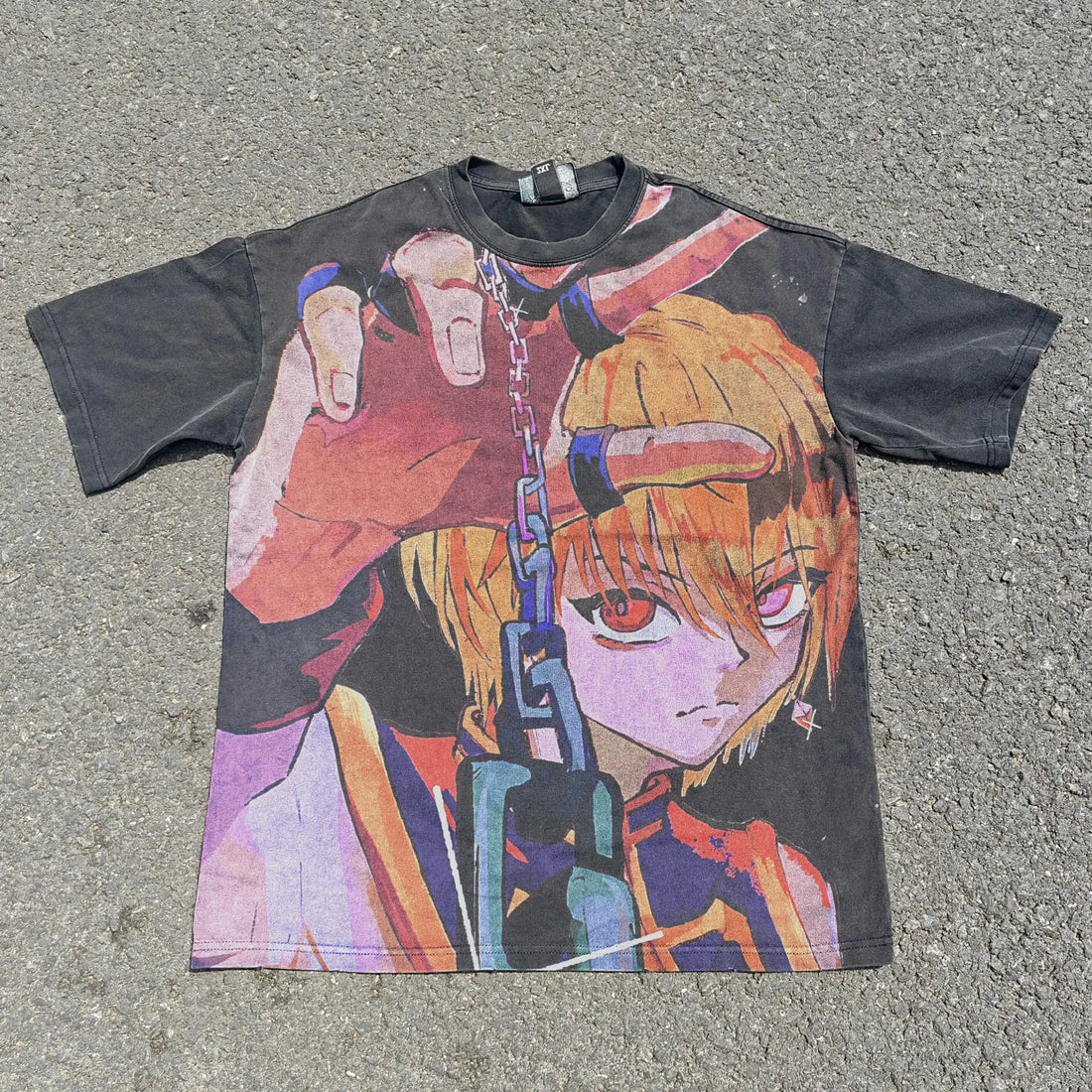 Kirua Phantom Chain Tee | Vintage Black Wash / s | Anime Streetwear