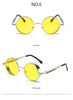 Round yellow-lens sunglasses from Futuristic Metal Steampunk Techwear collection