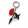 Naruto anime metal keychain featuring cloud, kunai, and shuriken charms for streetwear fashion