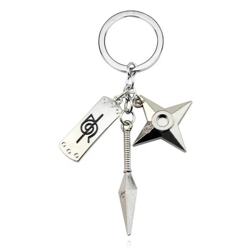 Silver Naruto anime metal keychain, a stylish streetwear fashion accessory