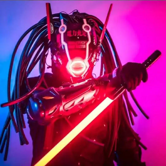 Cyberpunk LED Helmet | Samurai Techwear Mask for Cosplay & Streetwear Helmet By Free shipping