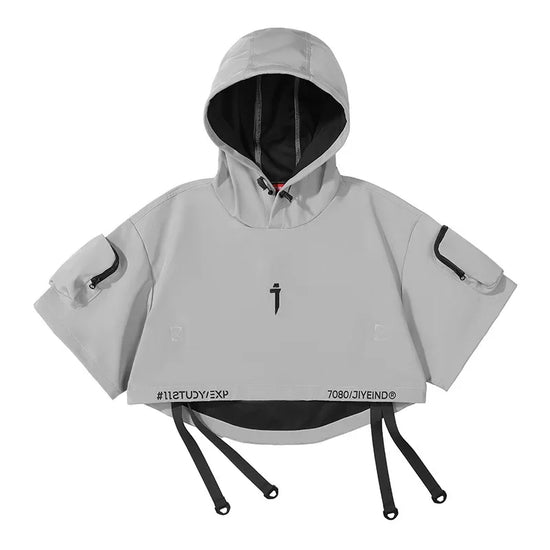 Gray Hooded Poncho with Pockets and Drawstrings from Nightshade Tactical Hooded Cloak