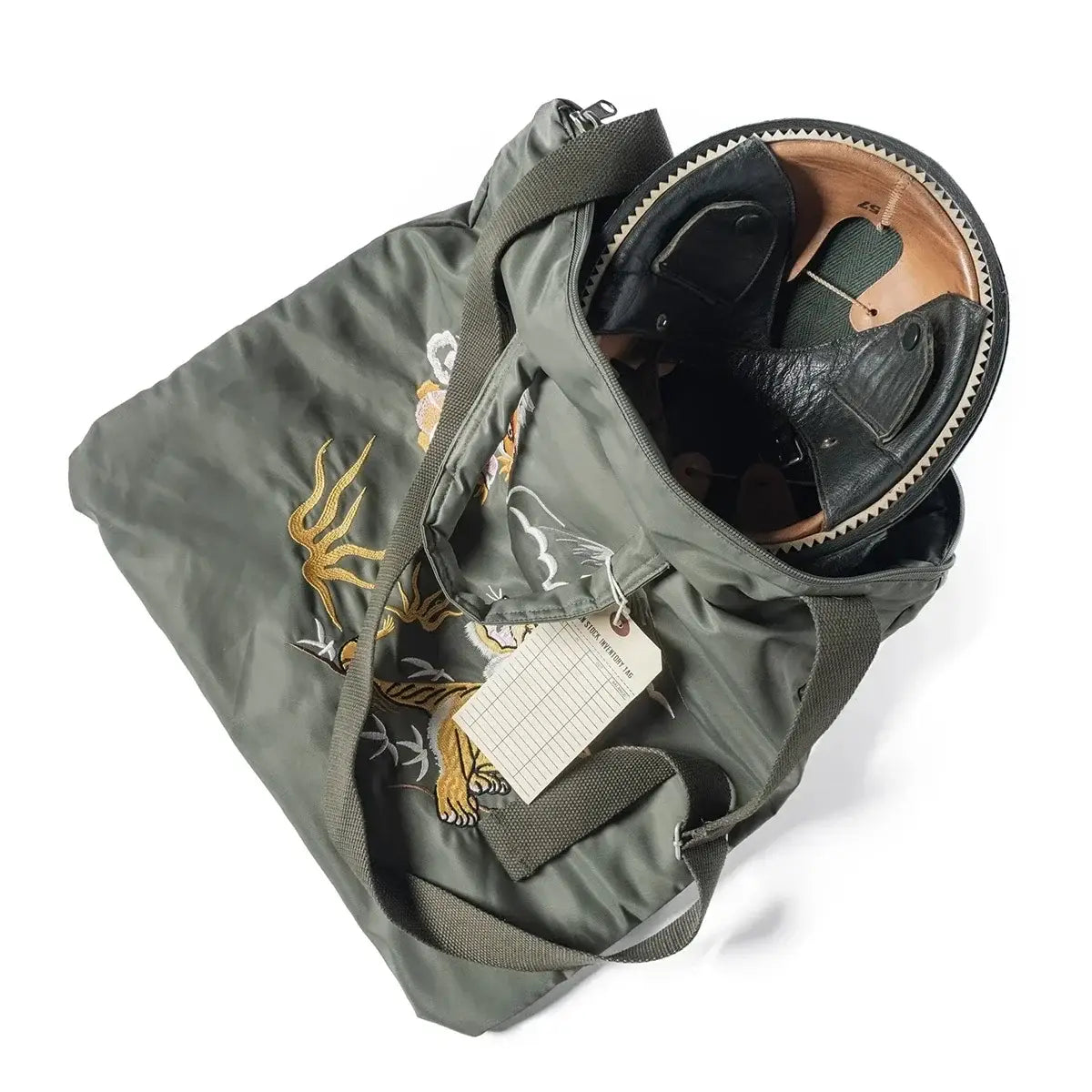 Dragon & Tiger Embroidered Shoulder Bag – Sage Green