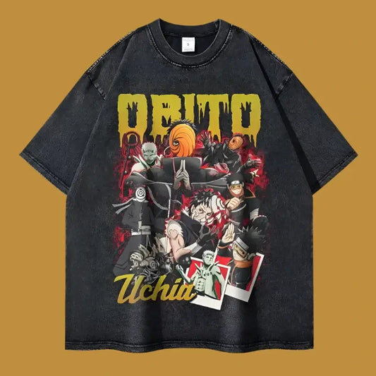 Obito Uchiha Washed Graphic Tee | Black / Xxl | Tees
