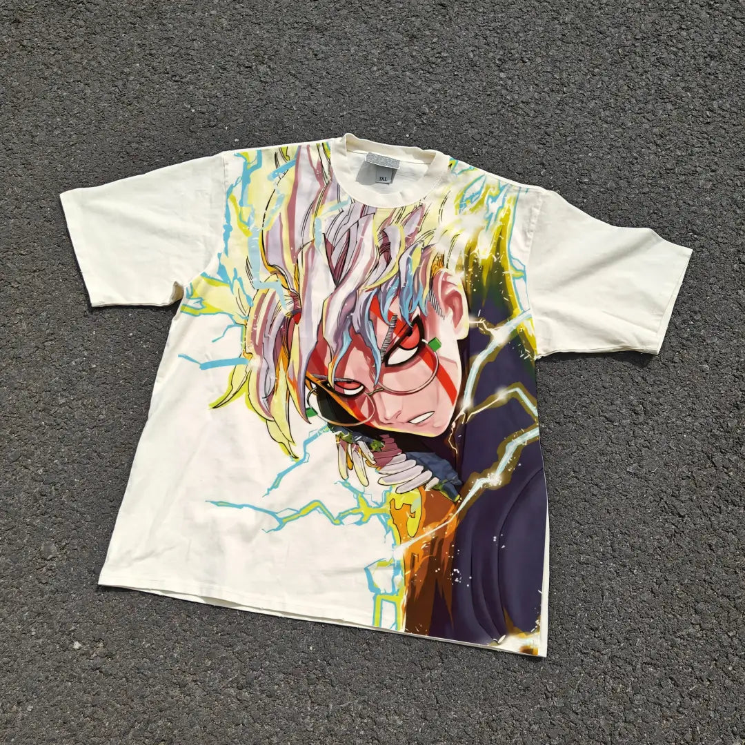 Okarun Vortex Dandadan Graphic Tee | Washed Cream / s | Anime Streetwear