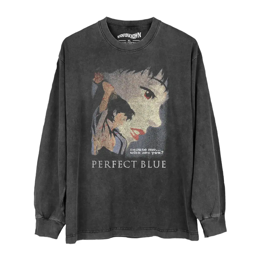 Perfect Blue Anime Tee - Satoshi Kon Psychological Thriller Graphic Shirt | Washed Black Gray / s | Streetwear