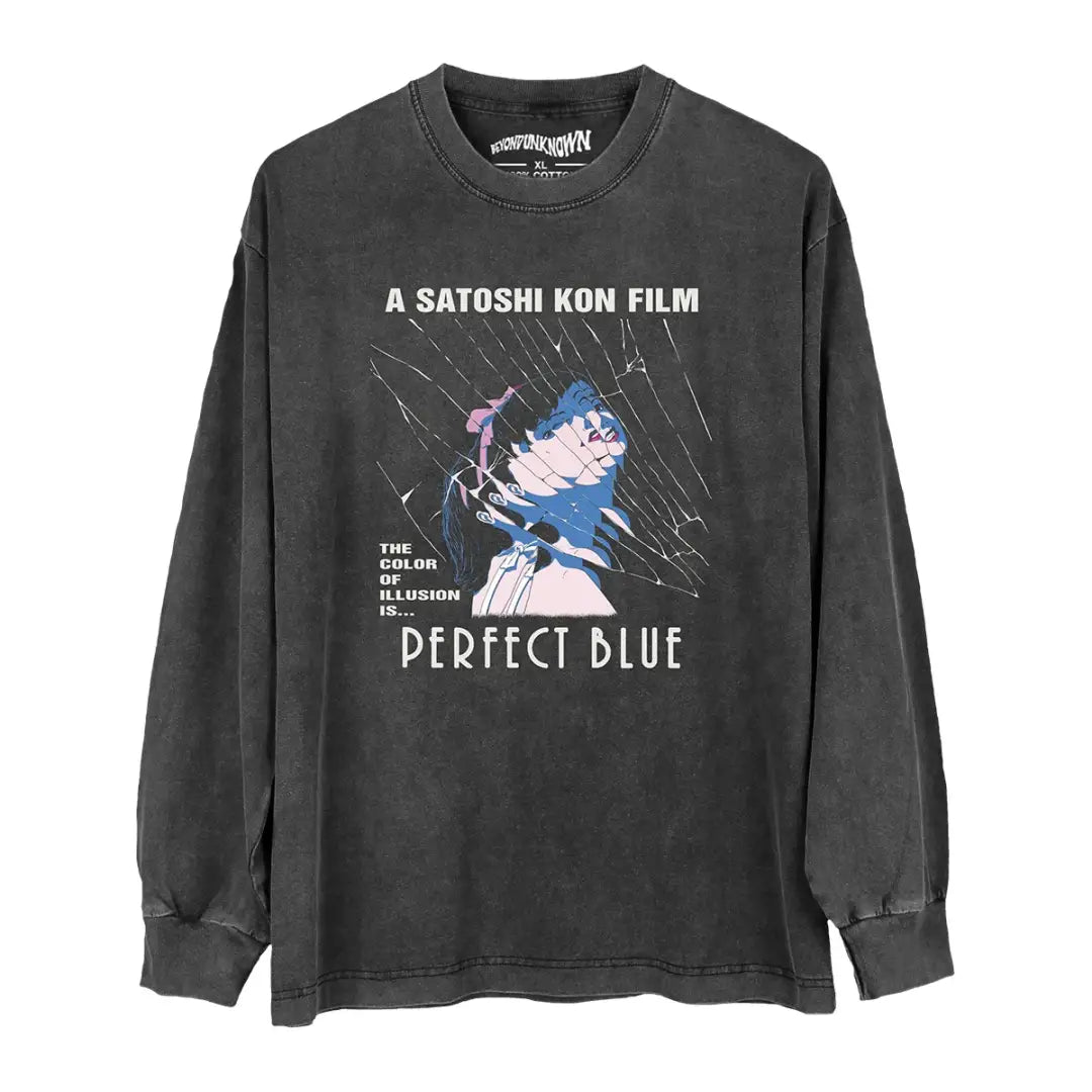 Perfect Blue Manga Tee - Satoshi Kon Psychological Art Graphic Shirt | Washed Black Gray / s | Streetwear