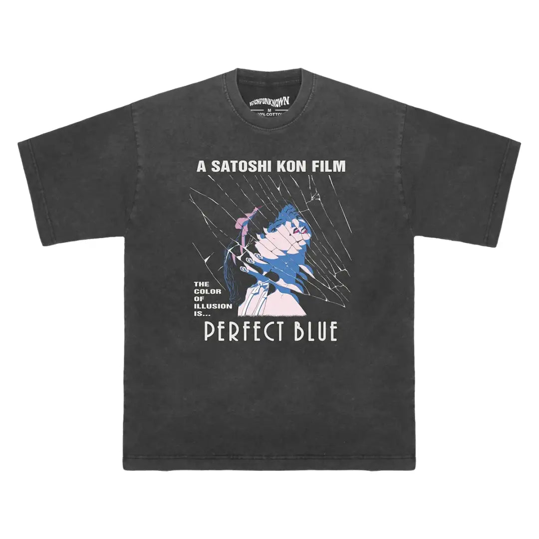 Perfect Blue Manga Tee - Satoshi Kon Psychological Art Graphic Shirt | Washed Black Gray Long Sleeve / s | Streetwear