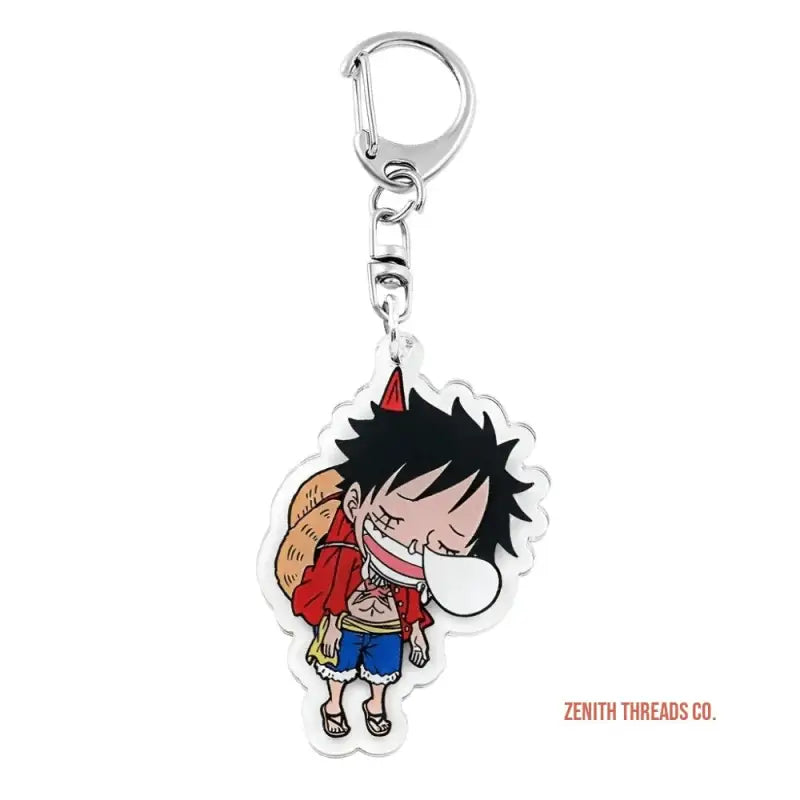 Anime-style keychain featuring a character from One Piece wearing red and blue clothing.