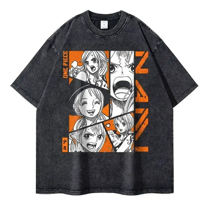 One Piece Vintage Tee | Washed Anime Streetwear by Zenith Threads T-shirt by Free Shipping