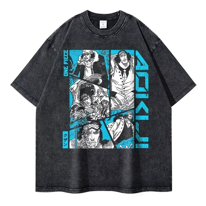 One Piece Vintage Tee | Washed Anime Streetwear by Zenith Threads T-shirt by Free Shipping