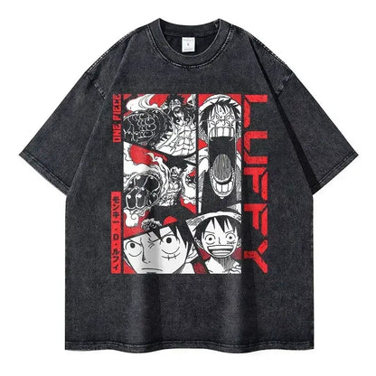 One Piece Vintage Tee | Washed Anime Streetwear by Zenith Threads T-shirt by Free Shipping