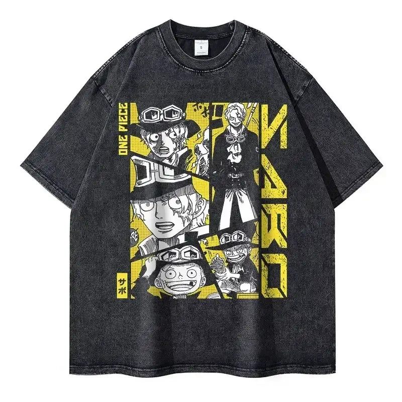 One Piece Vintage Tee | Washed Anime Streetwear by Zenith Threads T-shirt by Free Shipping